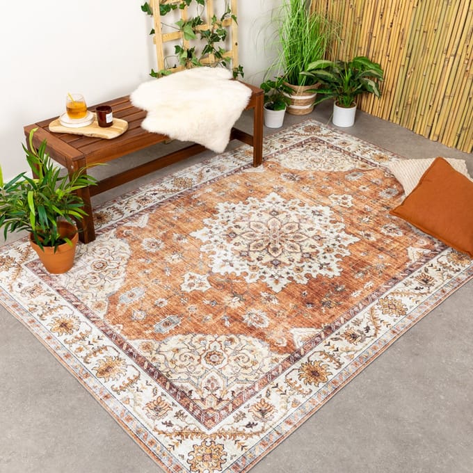 FRAAI Vintage buitenkleed - Santo Medaillon Terracotta - 120x170cm