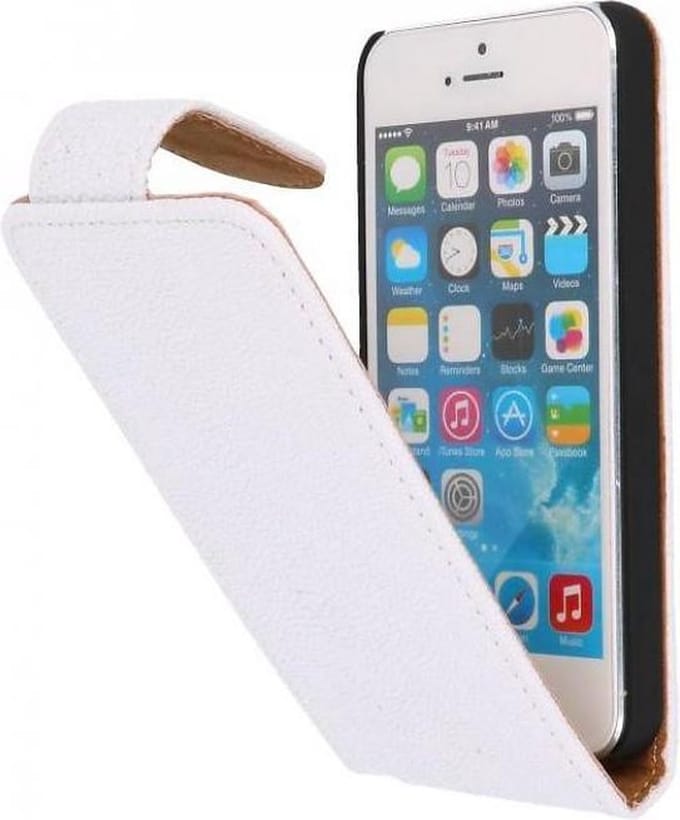 Devil Classic Flip Case Hoesjes - Hoesje Geschikt voor iPhone 5 Wit