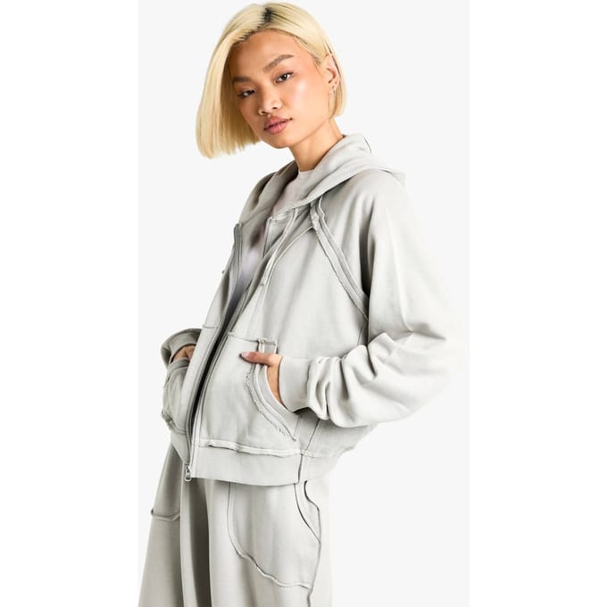 boohoo Dames Gedekonstrueerde Oversized Hoodie | Ice Grey | Maat: XS