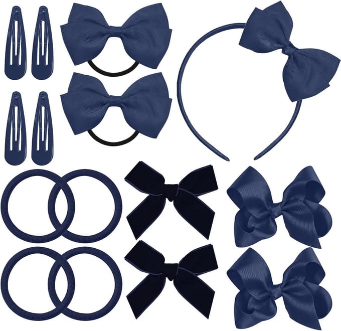 Solidchoice - Donkerblauwe Haaraccessoireset voor Meisjes - 15-delig