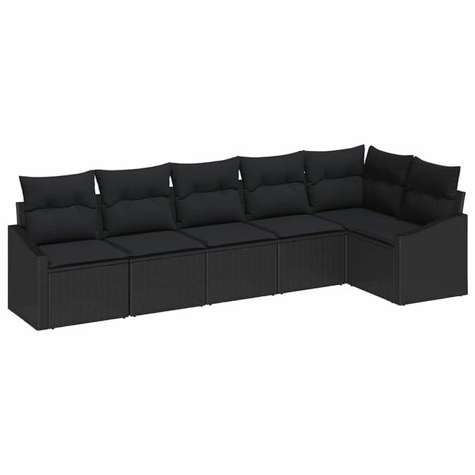 vidaXL Bankstel 6 st Zwart poly rattan