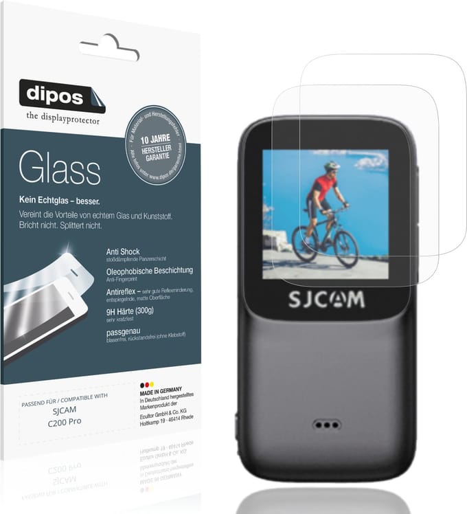dipos – 2x Matte Pantserfolie geschikt voor SJCAM C200 Pro | 9H Screenprotector