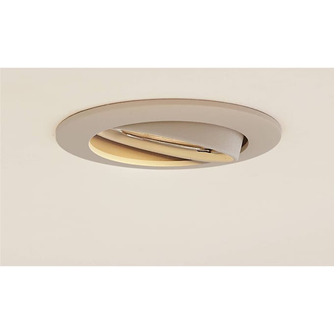 Prios plafond inbouwlamp Fibur, beige, aluminium, Ø 8,2 cm