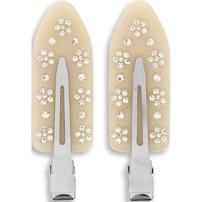 Sui Ava No Crease Flower Crystal Clips White 2 st
