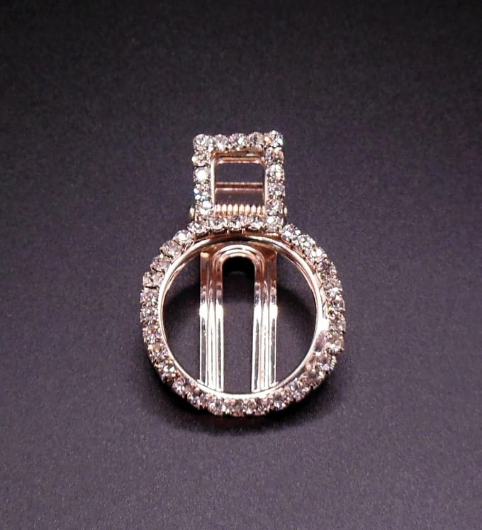 Duckklem rond rosékleurig strass klein