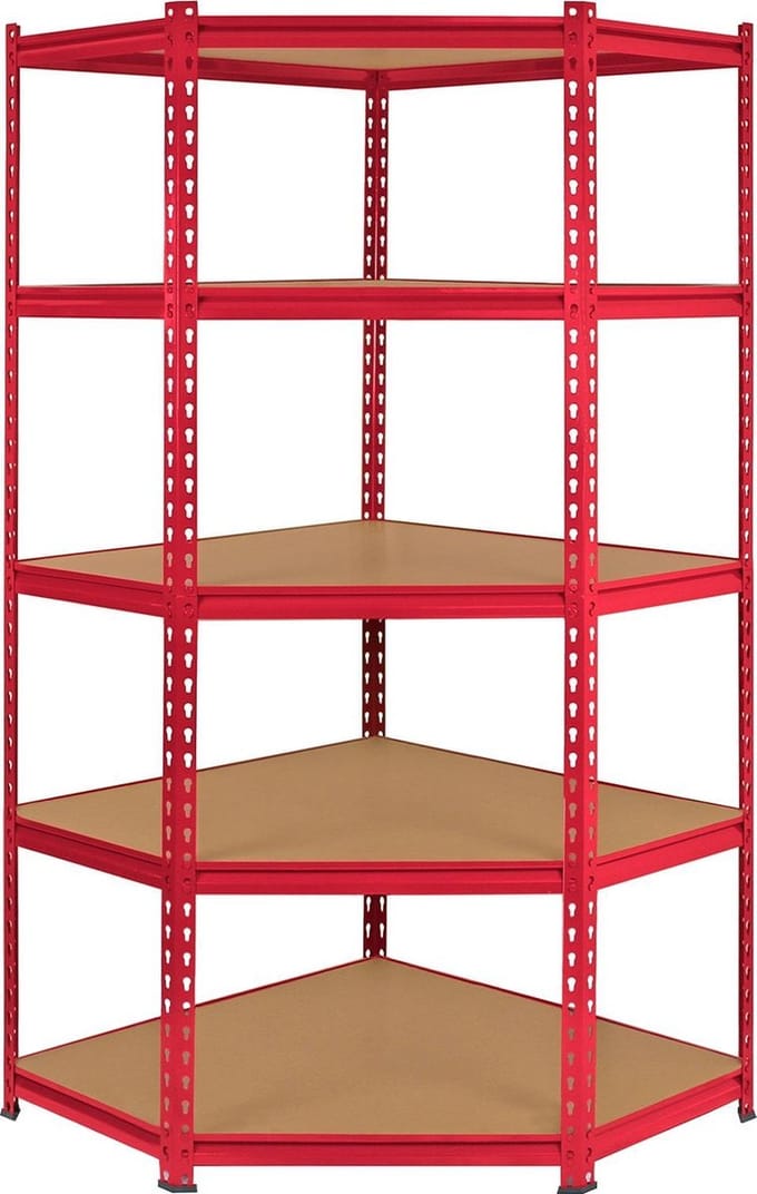 Z-rax hoek stellingkast - rood - 183x90x45cm - 360kg per plank