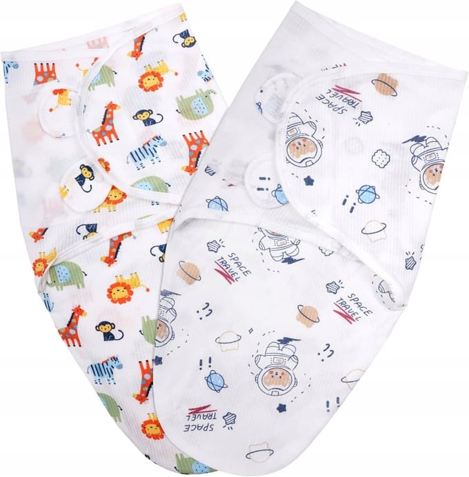 Baby Swaddle 2-Pack - 100% Katoen, Verstelbaar, Zacht & Ademend