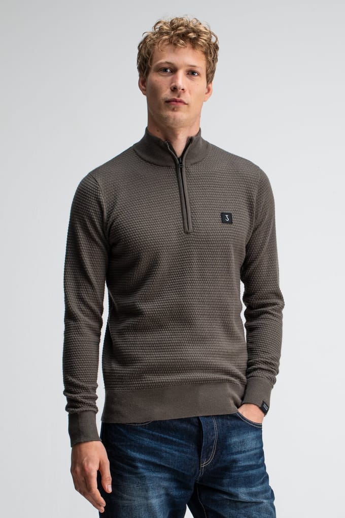 Butcher of Blue Structure Halfzip Mocha Brown Taglia: S | Maglioni a maglia Outlet | Uomo | Marrone
