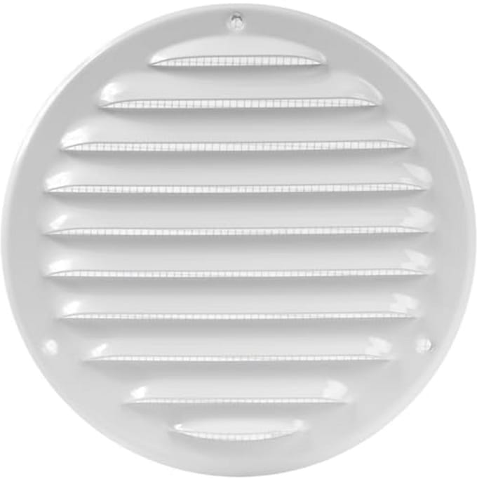 Wit Ventilatierooster Ø 12,5 cm met Geïntegreerd Vlieengaas voor HVAC-systemen