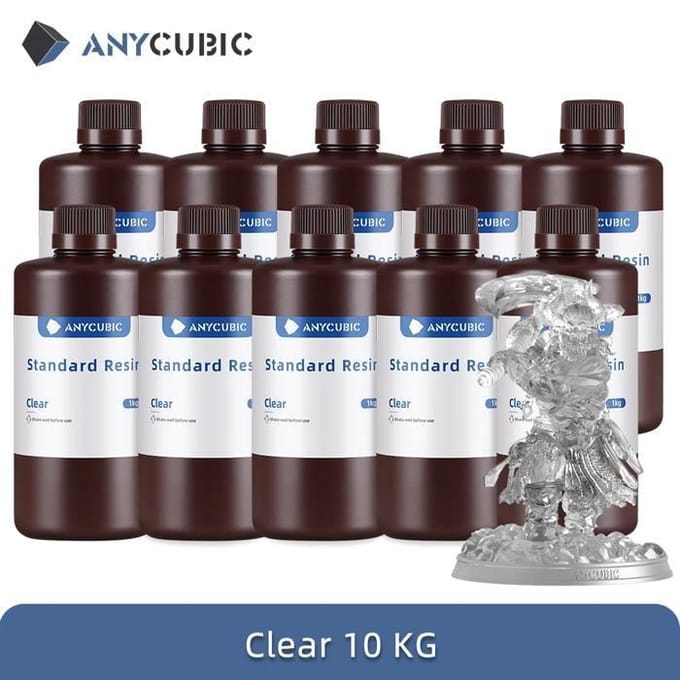 Anycubic 405nm Résine UV, Capacité de 10KG, Compatible avec les Imprimantes LCD, 10KG Transparent