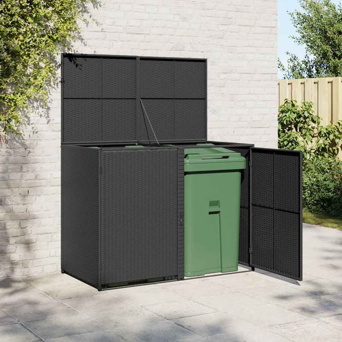 vidaXL - Containerberging - dubbel - 148x80x111 - cm - poly - rattan - zwart