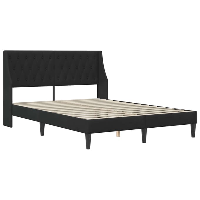vidaXL - Bedframe - met - hoofdeinde - Zwart - 140 - x - 200 - cm - Fluweel