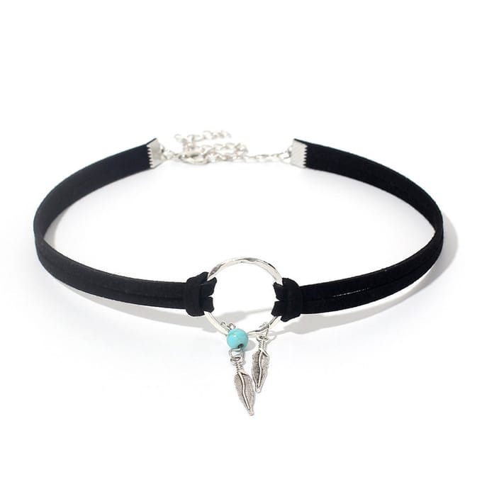 Jomide Choker Bohemian Vintage - Zwart Leer