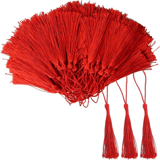 Boekenlegger Tassels - Sieraden Hangers - DIY Projecten - Polyester Materiaal - 13 cm - Rood