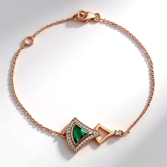 Triljantgeslepen Malachiet Armband Roségoud