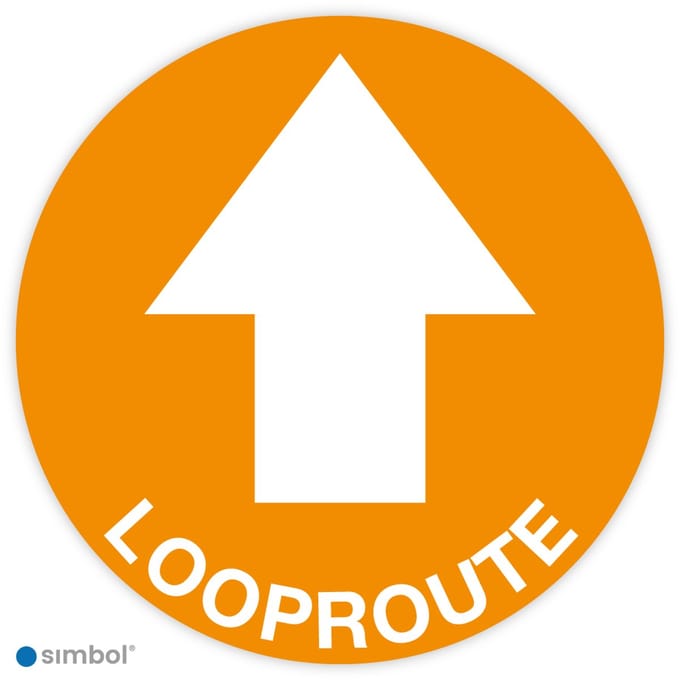 Simbol® - Vloerstickers Looproute met Pijl - Anti-Slip - Formaat ø 50 cm.
