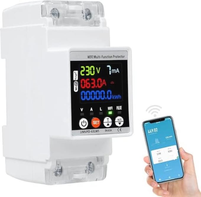 WiFi Stroommeter 63A AC 230V - Automatische WiFi Meter met Spikes en Onder spanningsbeveiliging