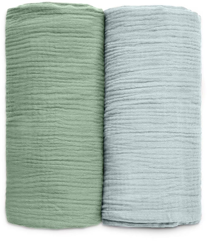 2-Pack - Hydrofiele doek XL - 100x90 cm - Inbakerdoek - Groen Blauw