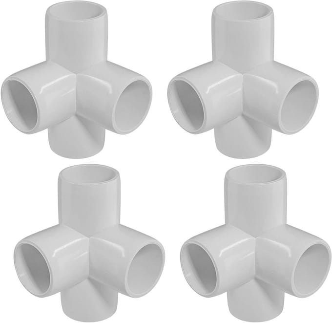 PVC Fittingen - PVC Connectoren - Meubels Bouwen - 4-Weg Ontwerp - 3/4 Inch - Wit