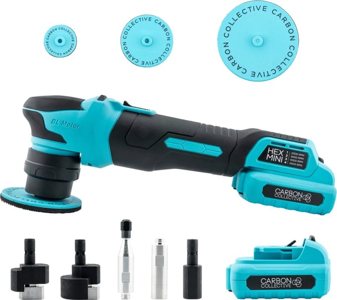 CARBON COLLECTIVE - Hex Mini Machine Polisher - Rotary / Dual Action Battery Polisher Kit