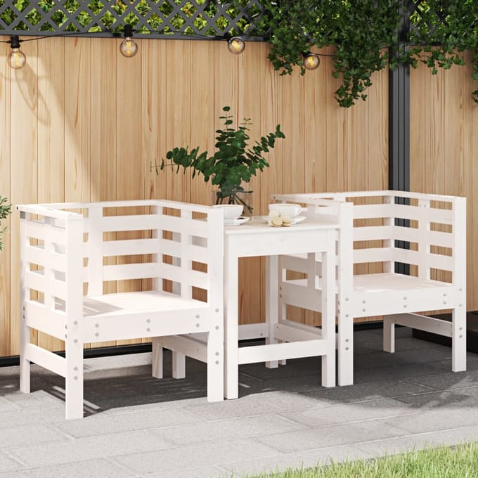 vidaXL - Tuinstoelen - 2 - st - 61,5x53x71 - cm - massief - grenenhout - wit
