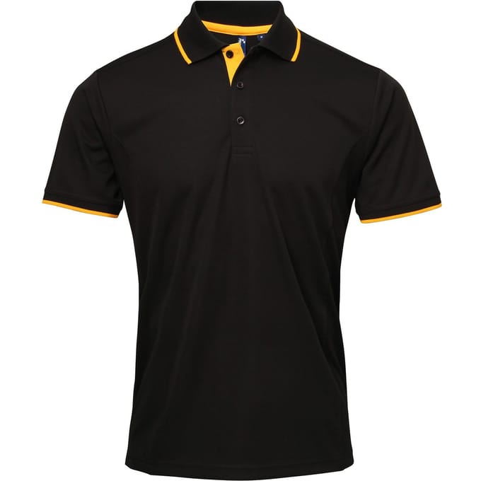Premier Herencontrast Coolchecker Polo Shirt (Zwart/Zonnebloem)