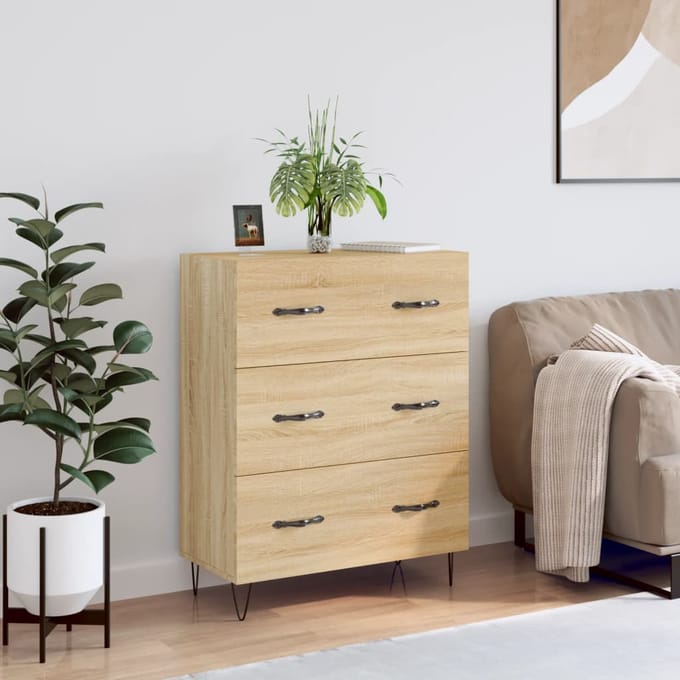 vidaXL - Dressoir - 69,5x34x90 - cm - bewerkt - hout - sonoma - eikenkleurig