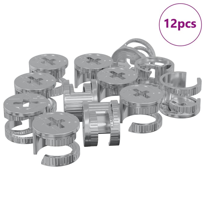 vidaXL - Cam-lockmoeren - 12 - st - Zilver - 15 - x - 11,5 - mm - Metaal