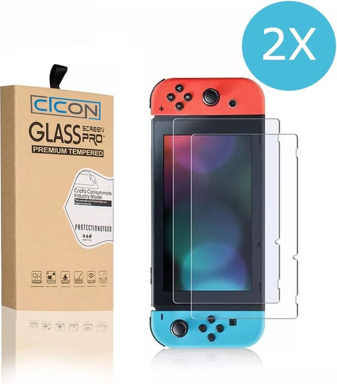 Cicon Screenprotector Geschikt Voor Nintendo Switch - Tempered glass - Set Van 2