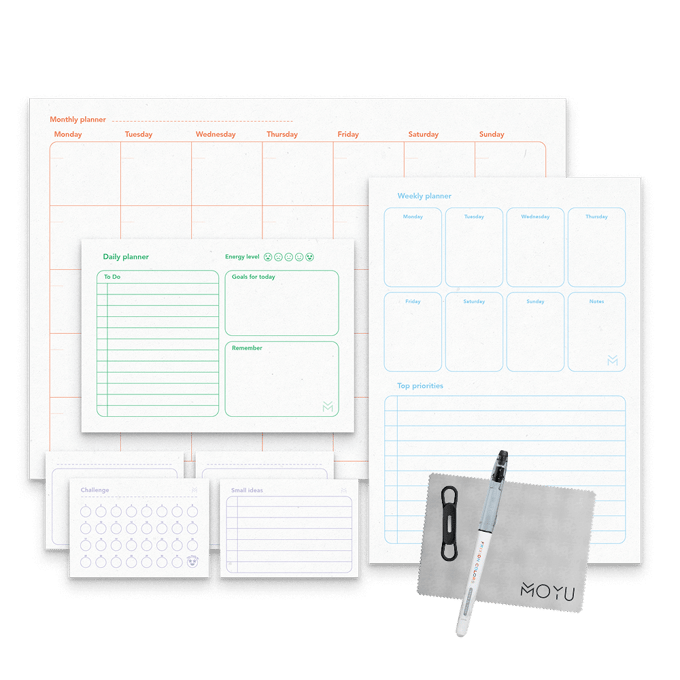 Erasable Magnetic Life Planner - Marker + Cloth + Marker holder
