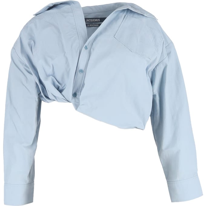 Jacquemus Mejean cropped poplin shirt in lichtblauw katoen