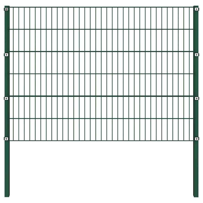 vidaXL - Schuttingpaneel - met - palen - ijzer - 176,5x120 - cm - groen