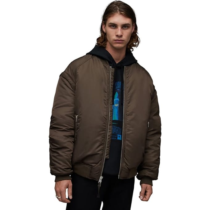 AllSaints Akio Bomber Dull Khaki Größe: XXL | Bomberjacken Outlet | Herren | Braun