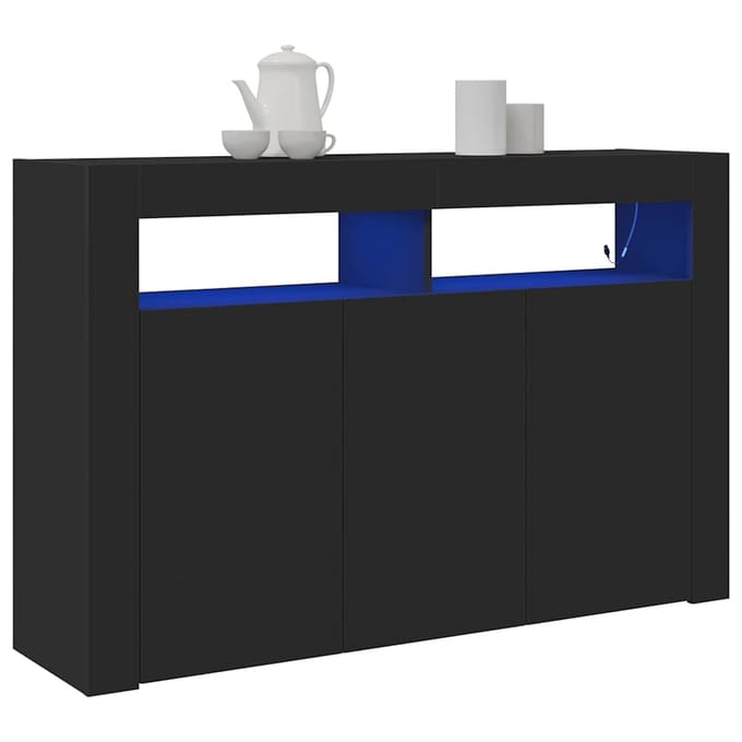 vidaXL - Dressoir - Zwart - 116 - x - 30 - x - 75 - cm - Bewerkt - hout