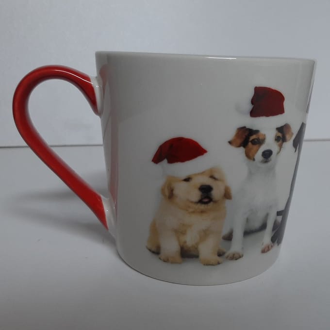 Kerst mok honden pups met kerst muts-V2