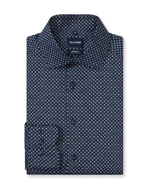 OLYMP Luxor Overhemd, Modern Fit, Global Kent, Marineblauw