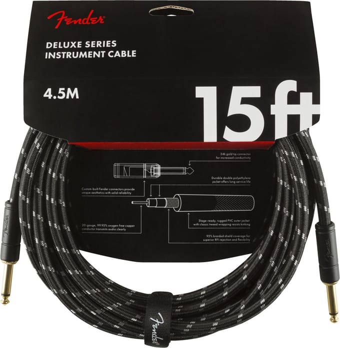 Fender Deluxe Series Instrument Cable 4.5m (Black Tweed) - Instrumentenkabel
