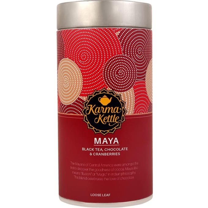 Zwarte thee met chocolade en cranberry (75 gr), Maya, Karma Ketel red