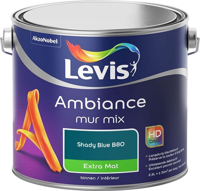 Levis - Ambiance Mur Extra Mat Mix - Shady Blue B80 - Mengverf - 2,5 L