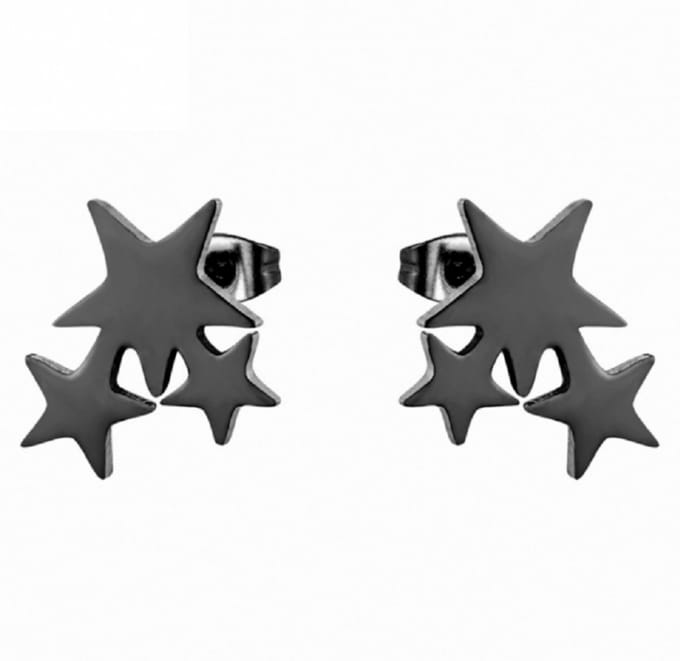 Oorbellen zwart drie sterren