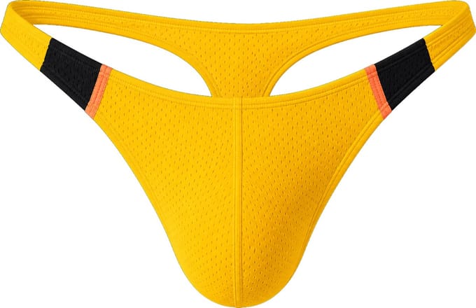 Barcode Berlin Thong RONAK Yellow-Black-Orange - MAAT M - Heren Ondergoed - String voor Man - Mannen Thong