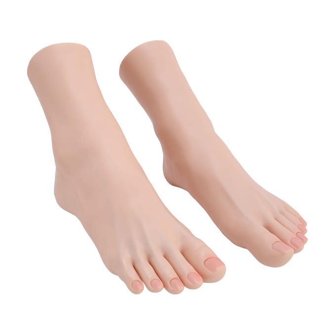 1 Paar Simulatie Voetmodel Zachte Aanraking Massagetechniek Oefenen Nail Art Display Voetmodel voor beige