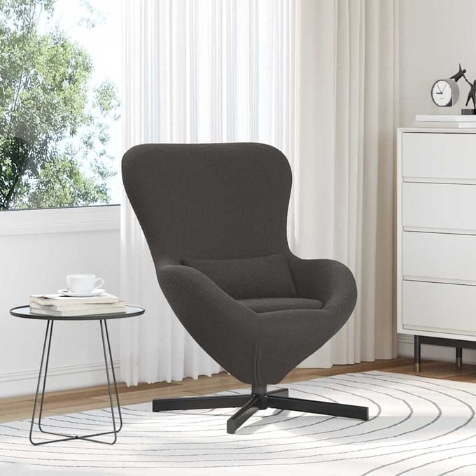 vidaXL - Eivormige - stoel - Donkergrijs - 63 - x - 73 - x - 90 - cm - Stof