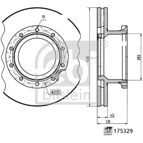 Remschijf FEBI BILSTEIN 175329, 1 stuk