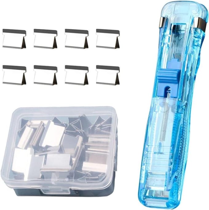 Mini Nietmachine Set - Draagbare Binder - Documenten Sorteren - Herbruikbare Klemmen - 40 Vel Capaciteit - Blauw