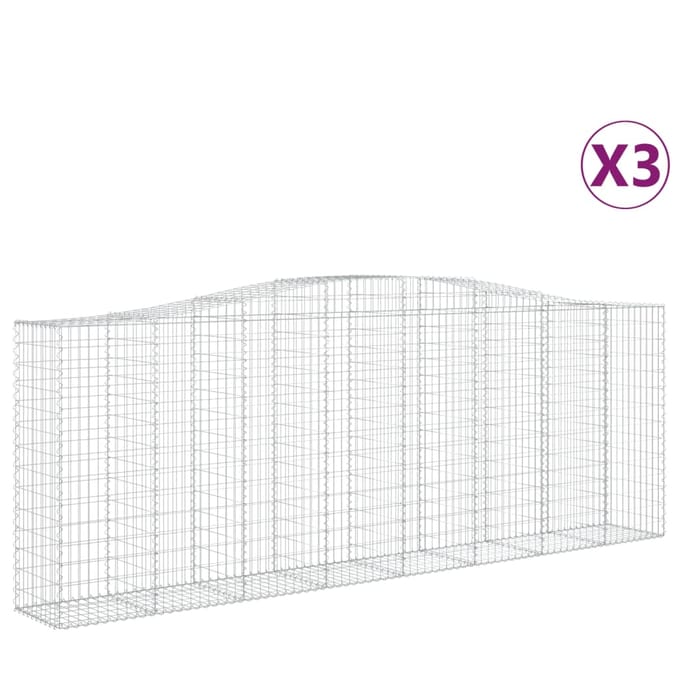 vidaXL Schanskorven 3 st gewelfd 400x50x140/160 cm ijzer