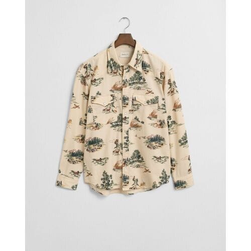 Gant Overhemd Forest Pattern Rodeo Ivory White / male