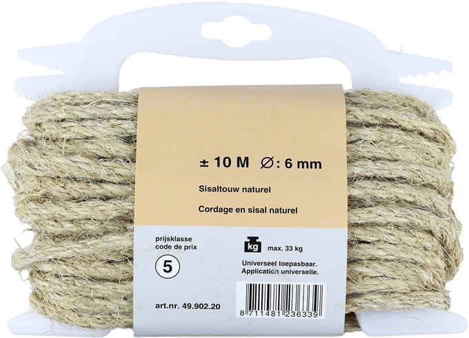 Sisal Touw op Haspel | 6 mm dik | 10 m