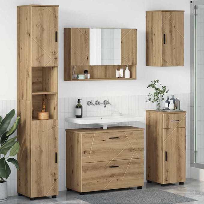 vidaXL - Badkamermeubel - Set - 5 - st - Artisan - Eiken - 35 - x - 30 - x - 192 - cm