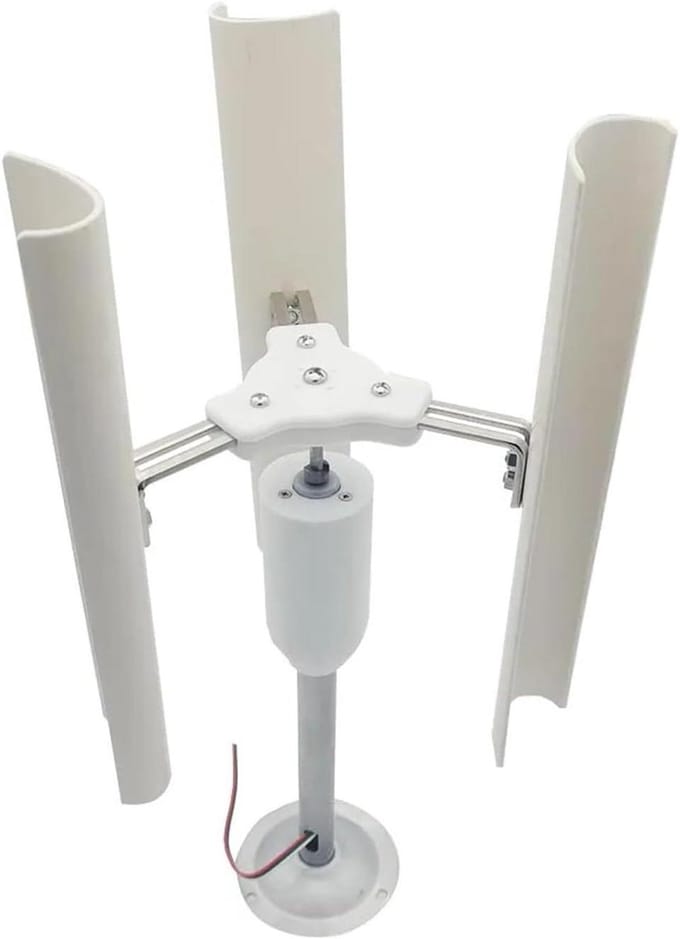 Windturbine Model - Energie Generator - Hernieuwbare Energie - Verticale As - 42 cm Hoog - Zilverkleurig